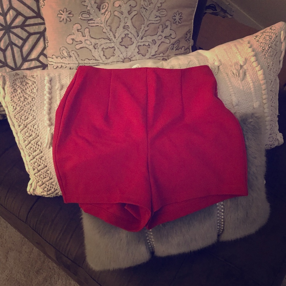 High waist red shorts never worn